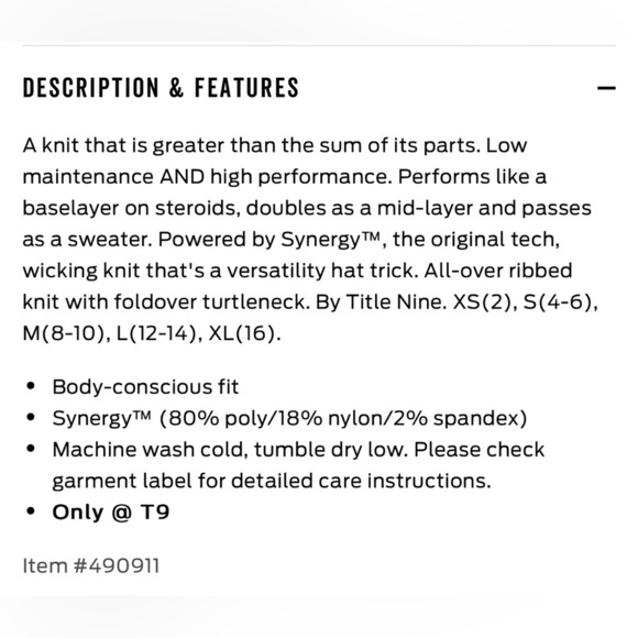 Title Nine Women’s Black Ribbed Synergy Turtleneck Sweater, Long Sleeves, Size M - Picture 13 of 13